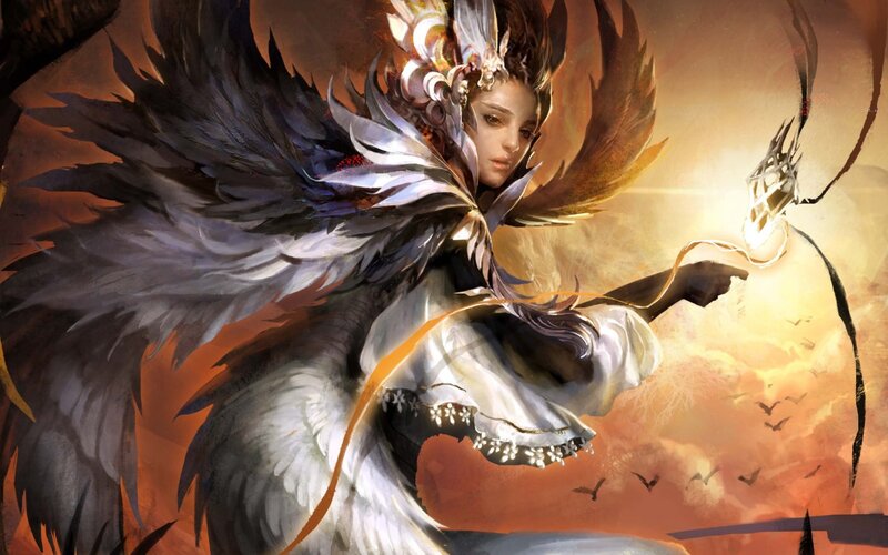 Winged Figure Holding Lantern