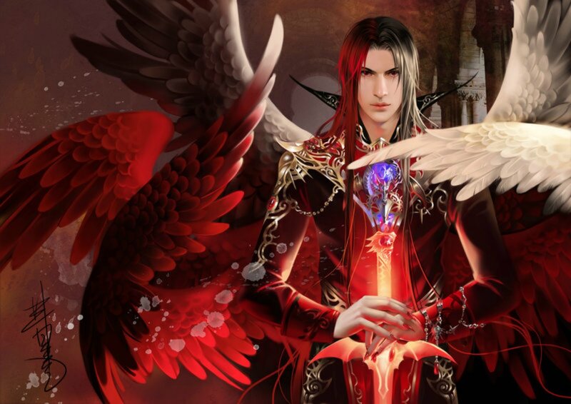 Winged Figure Holding Sword