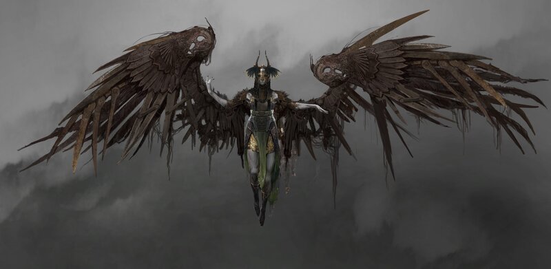 Winged Figure in Armor — Gray