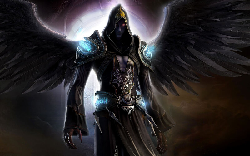 Winged Figure in Dark Armor