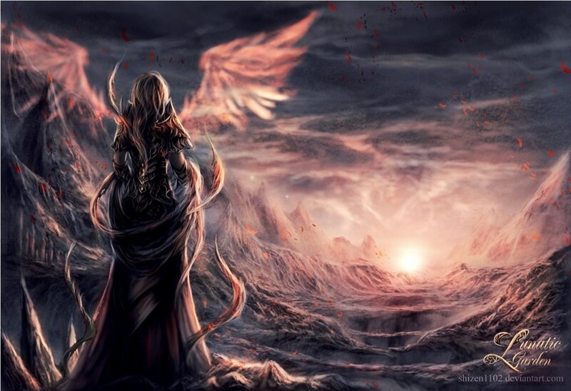 Winged Figure in Dark Cloak — Dark Gray