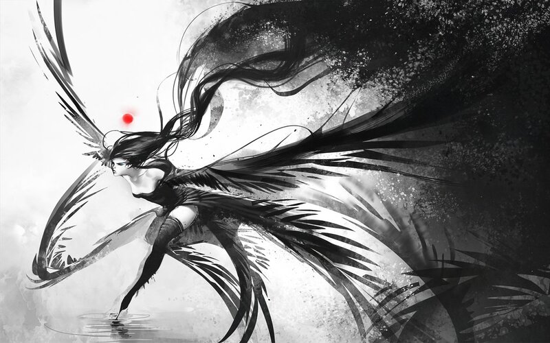 winged figure in motion