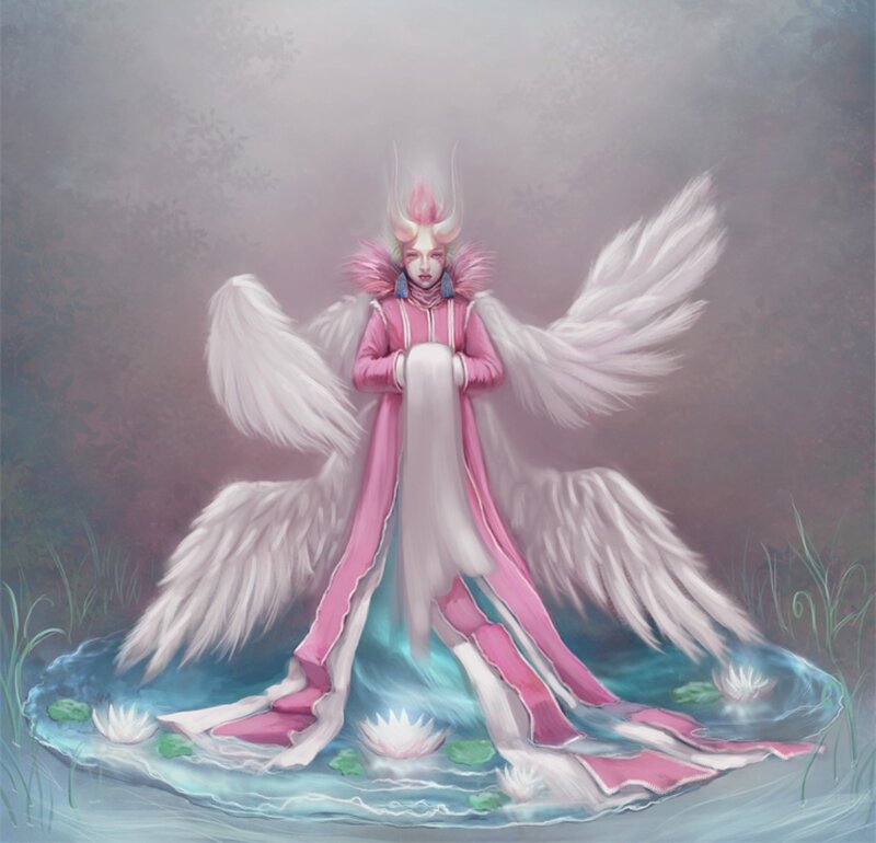 Winged Figure in Pond