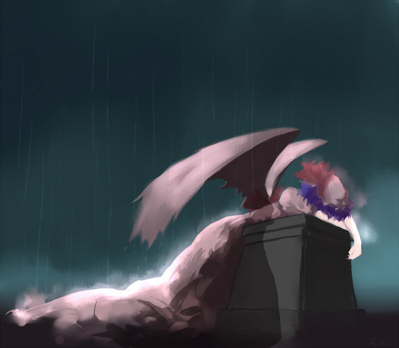 Winged Figure in Rain