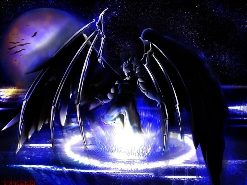 Winged Figure in Water — Blue