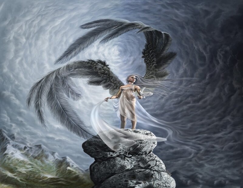 Winged Figure on Rock