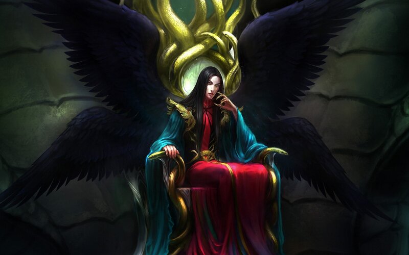 Winged Figure on Throne — Black