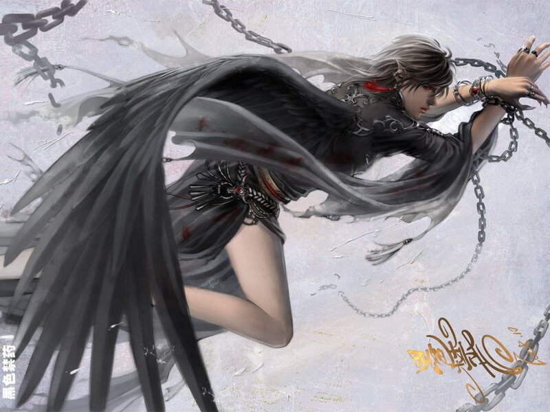 Winged Figure with Chains — Gray