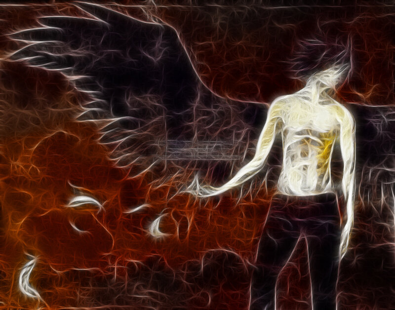 Winged Figure with Glowing Body