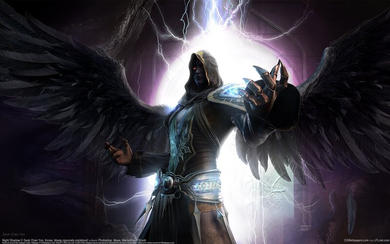 Winged Figure with Glowing Eyes