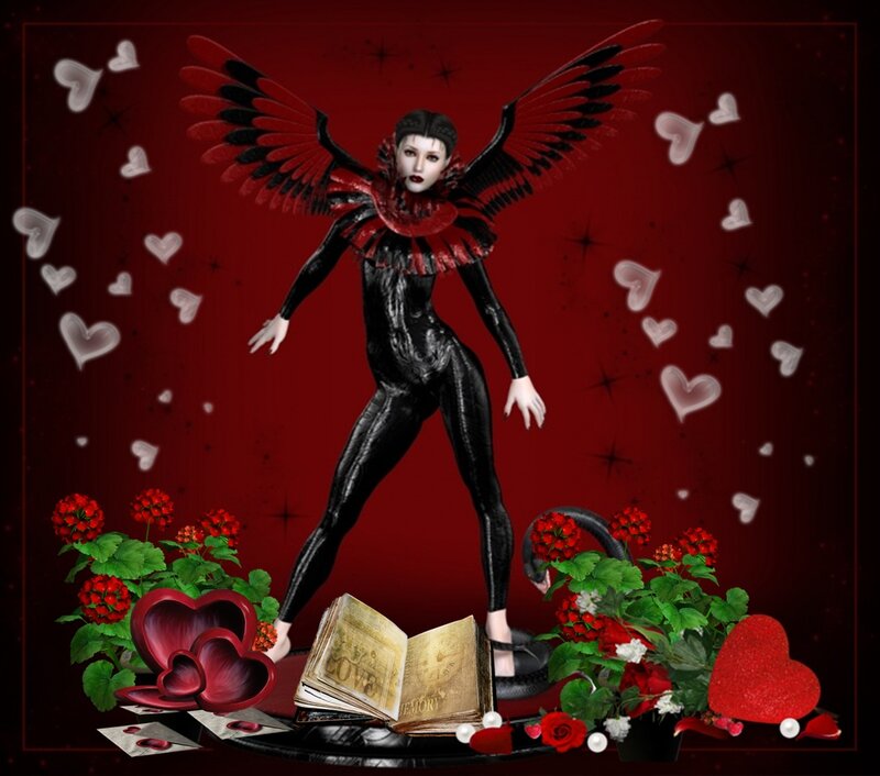 Winged Figure with Hearts