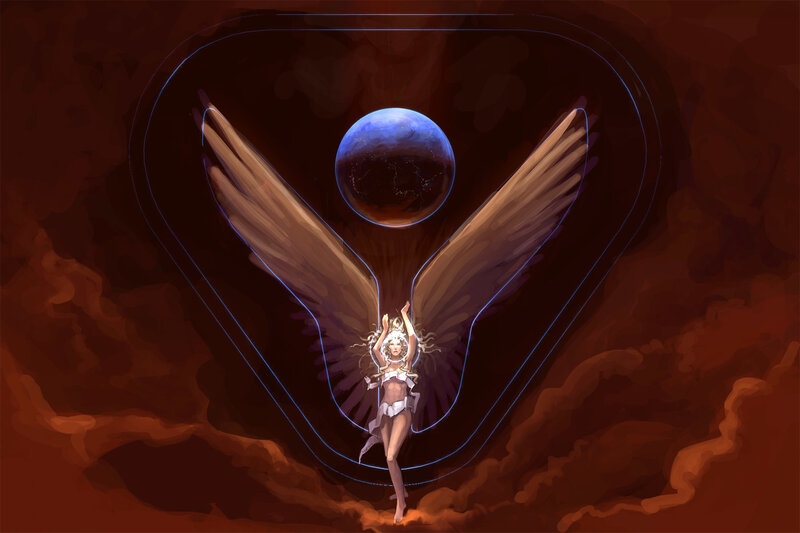 Winged Figure with Planet