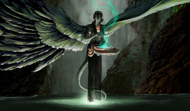 Winged Figure with Serpent Tail