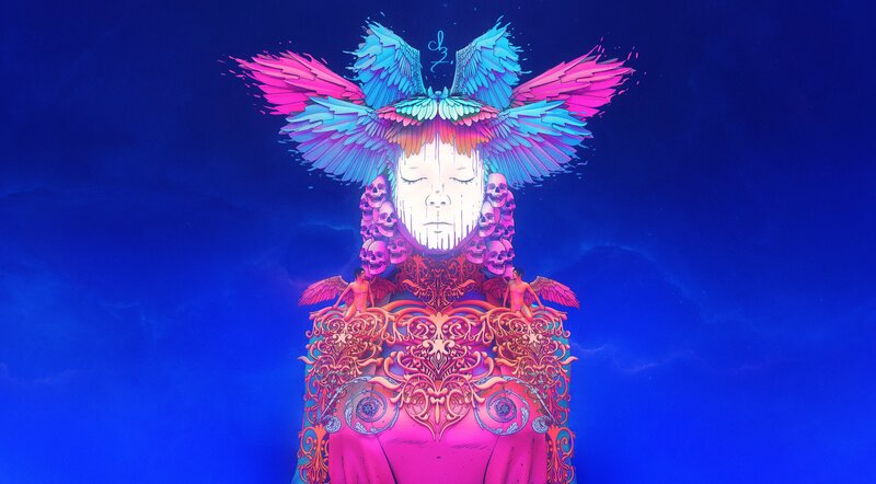 Winged Figure with Skulls