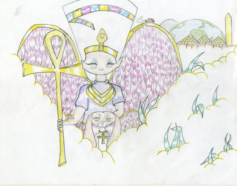Winged Figure with Staff — Purple