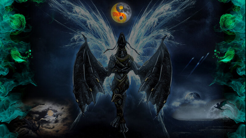 Winged Figure with Yin-yang Moon