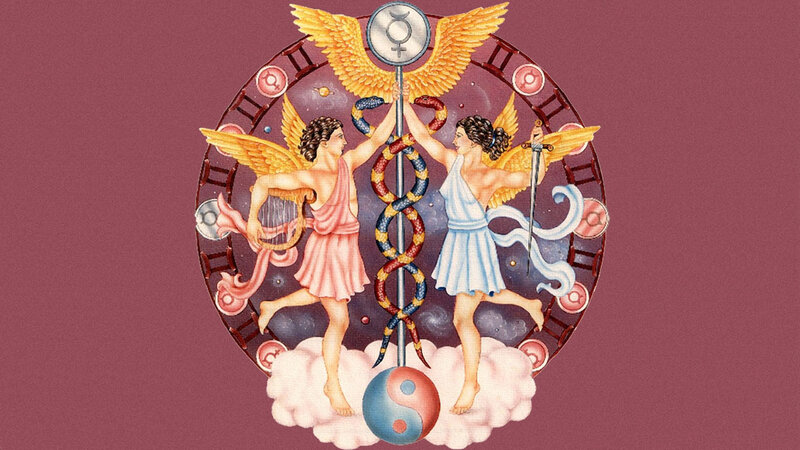 Winged Figures with Staff