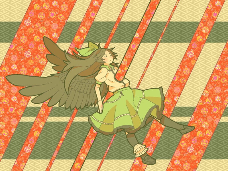 winged girl in green dress