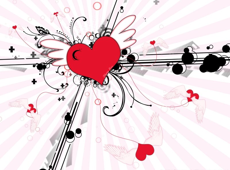 winged heart abstract design