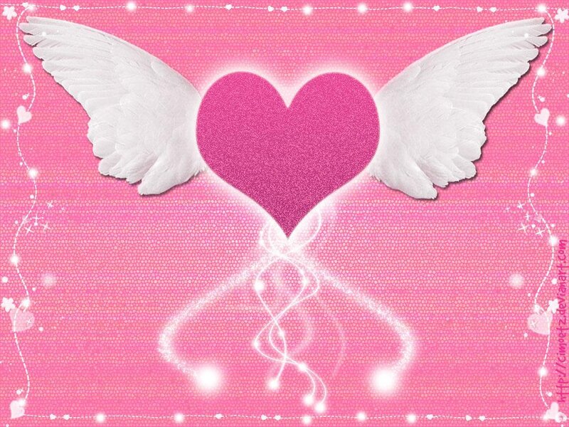 winged heart on pink