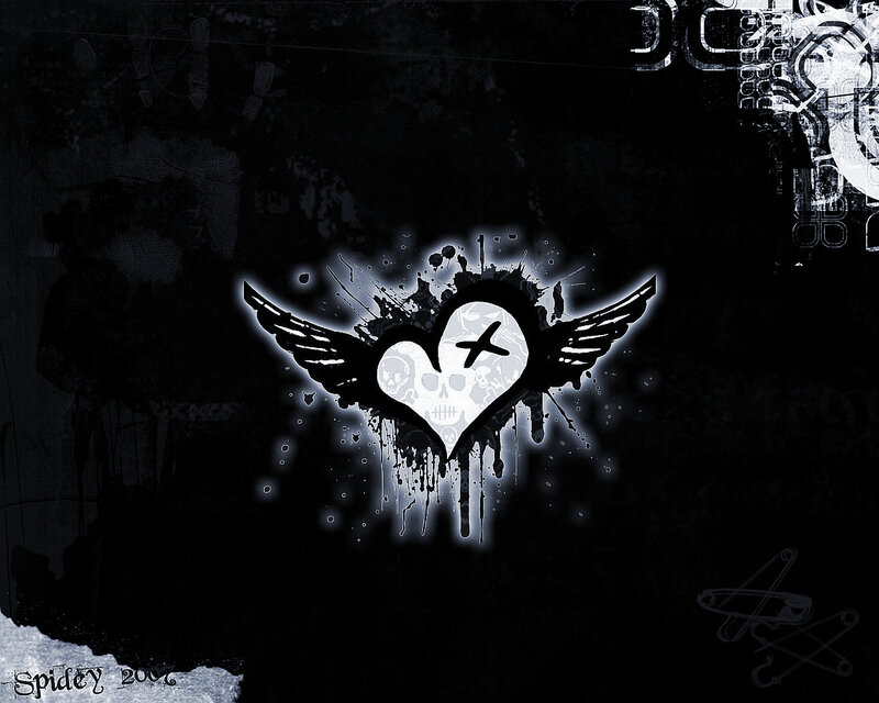 winged heart skull design