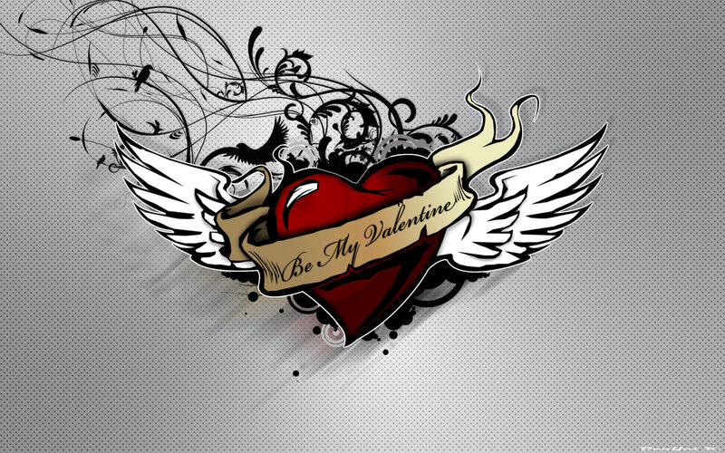 Winged Heart with Banner — Red