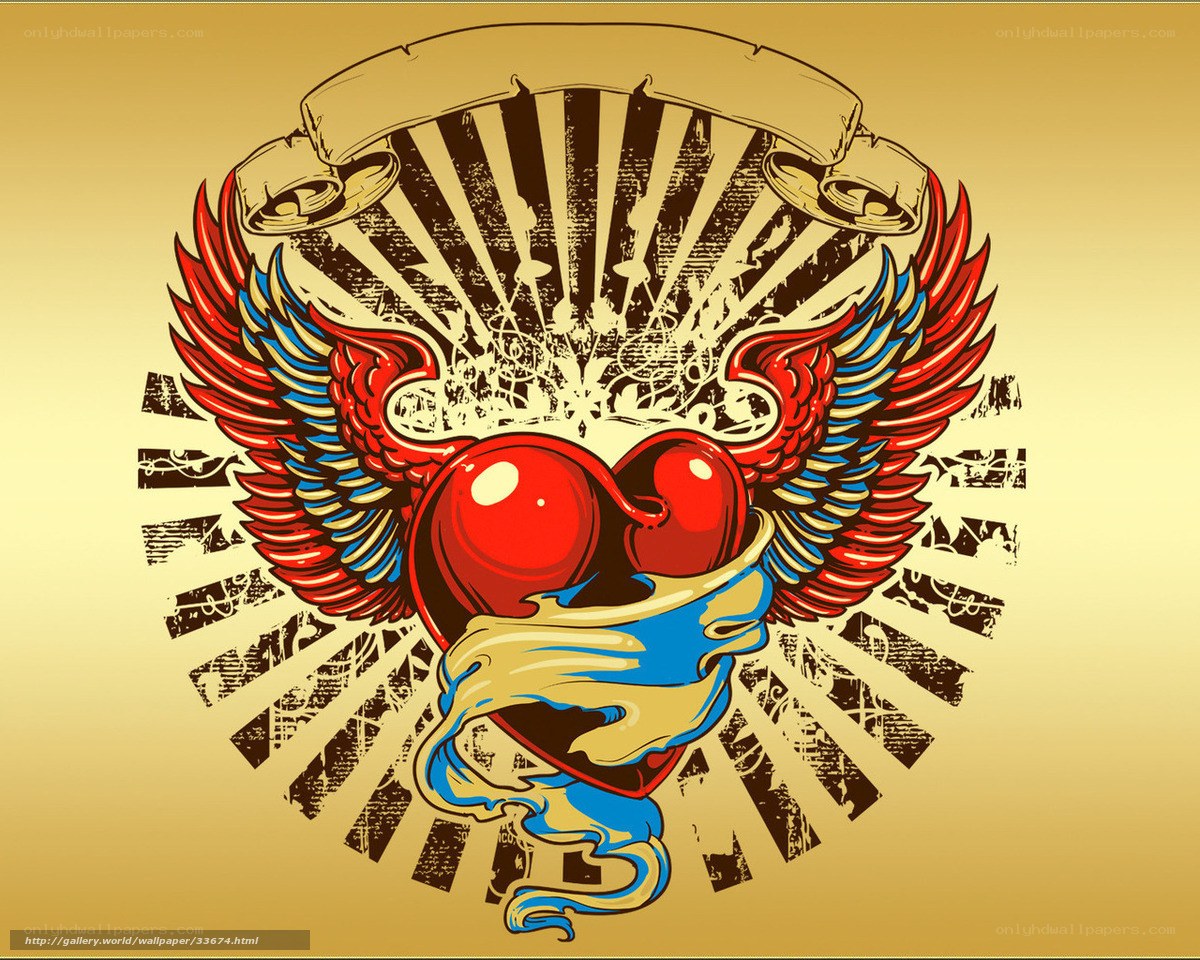winged heart with banner