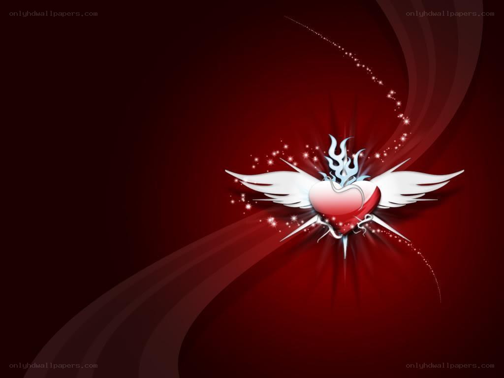 winged heart with flames