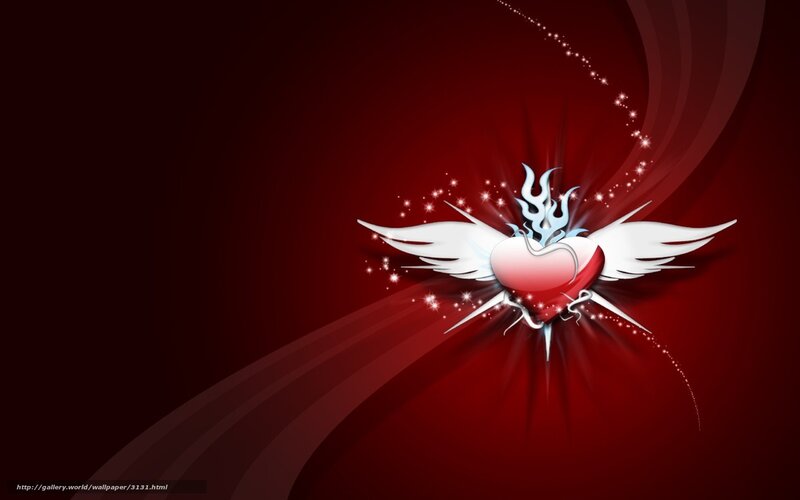 winged heart with flames
