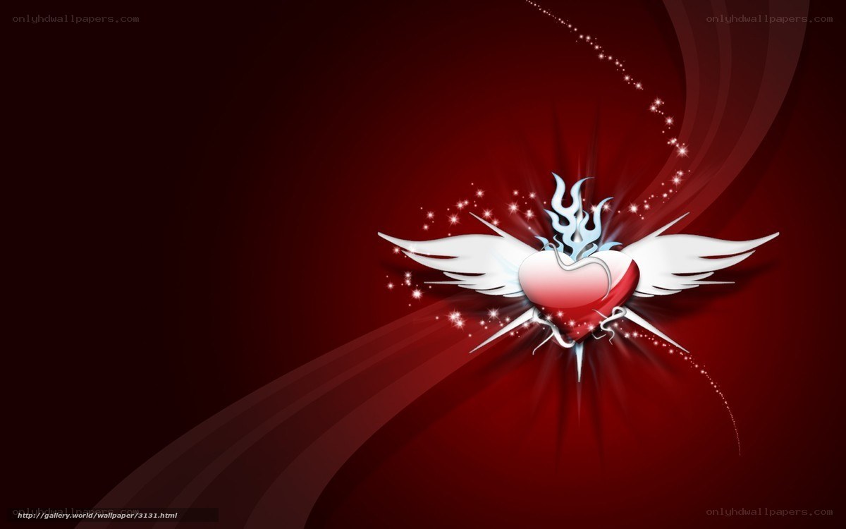 winged heart with flames