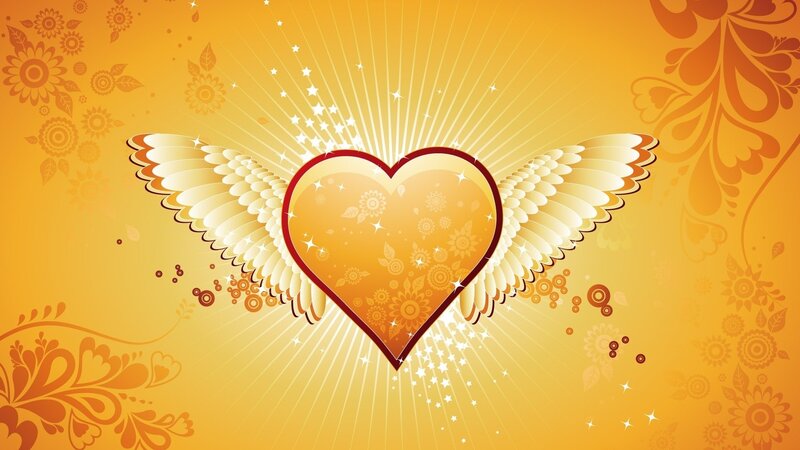 winged heart with floral patterns