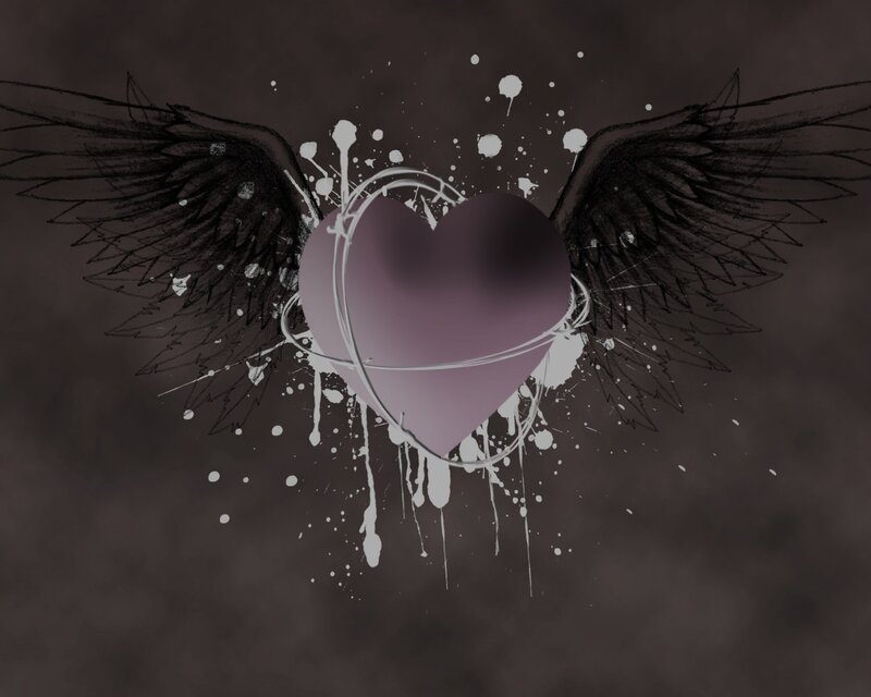 winged heart with paint splatter