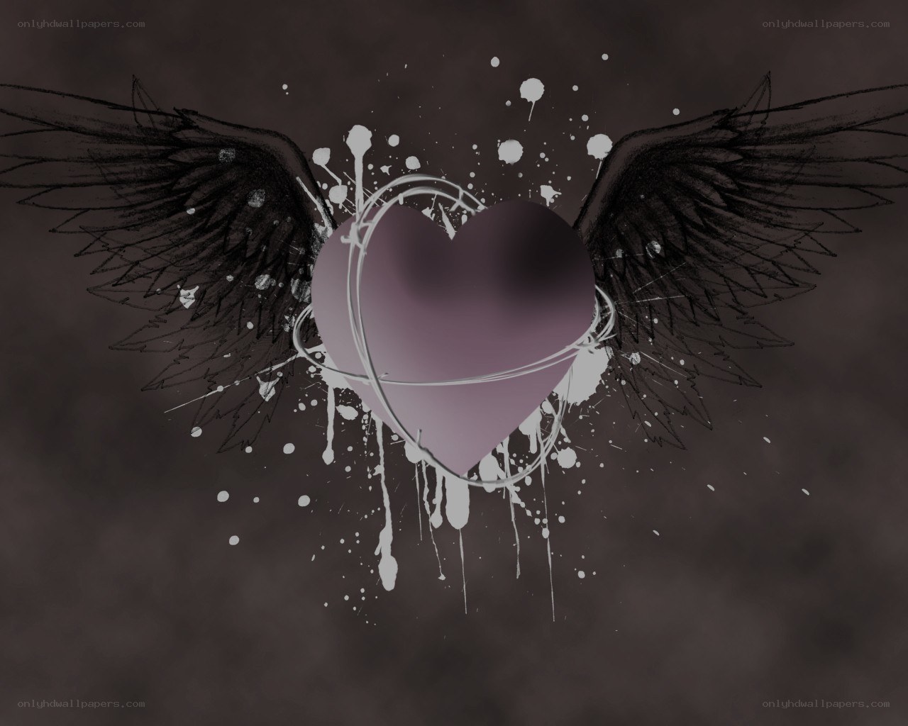 winged heart with paint splatter