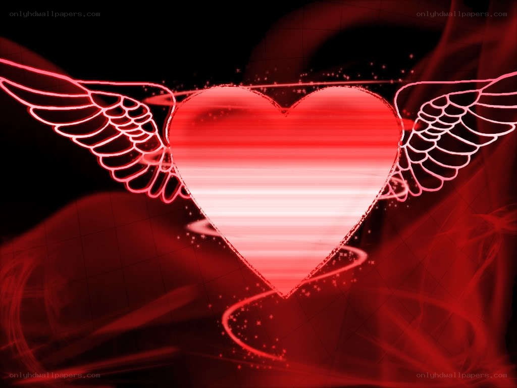 winged heart with red glow
