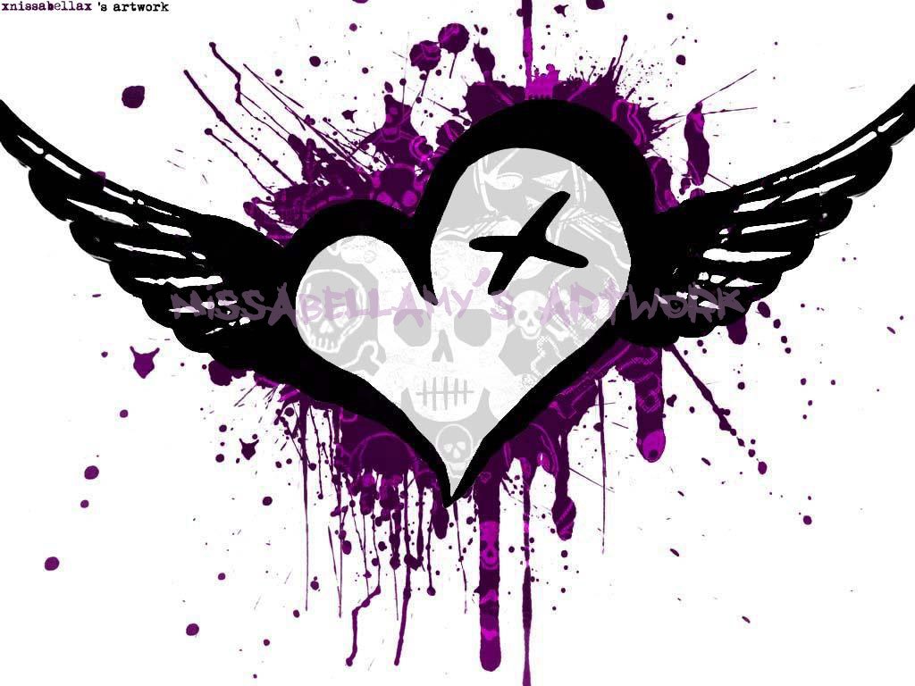 winged heart with skull splatter