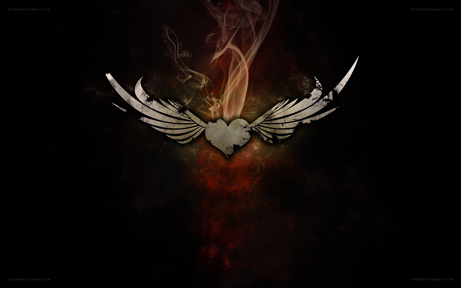 winged heart with smoke