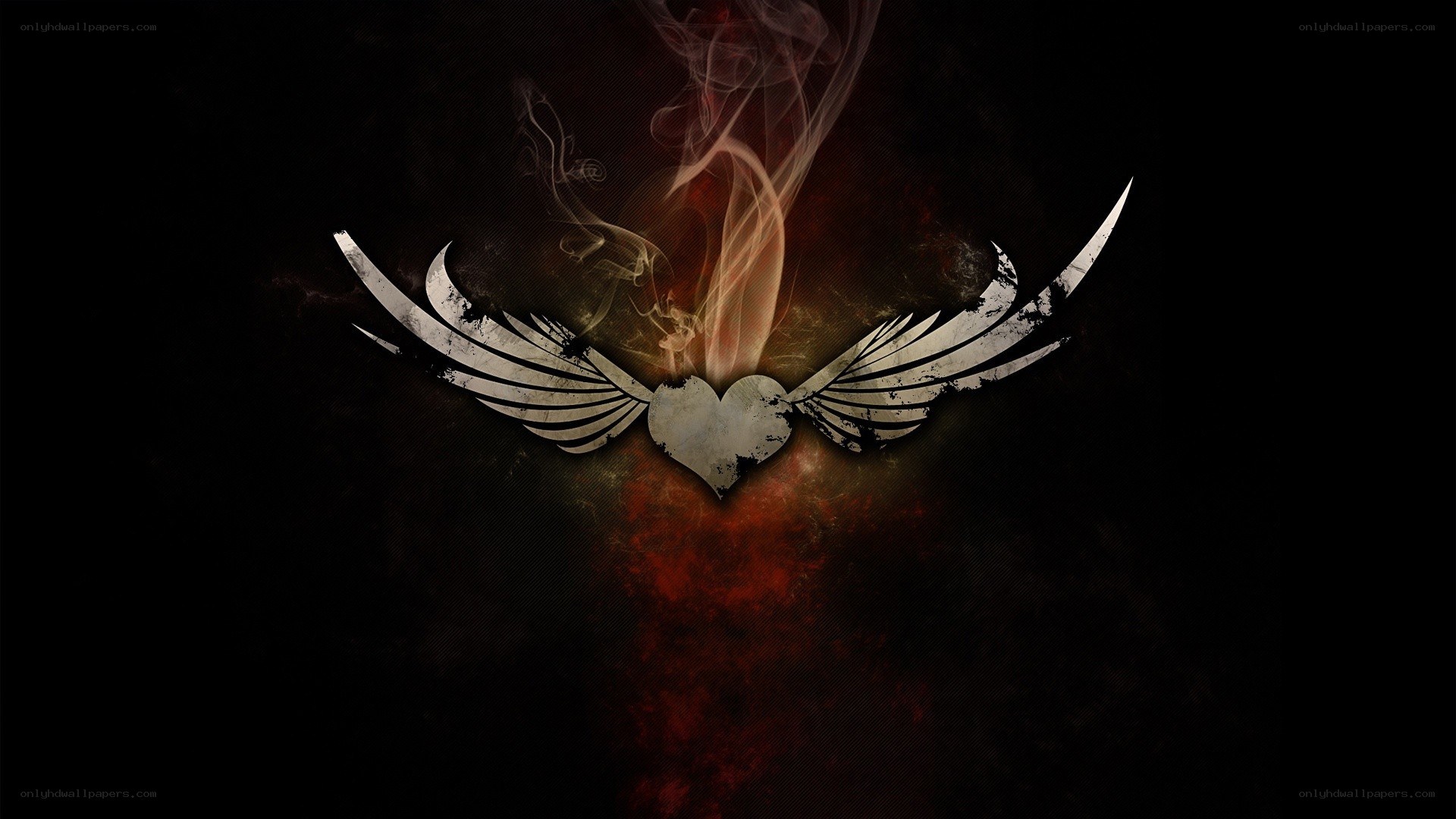 winged heart with smoke