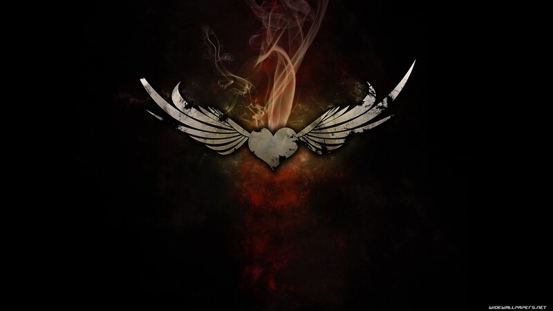 winged heart with smoke