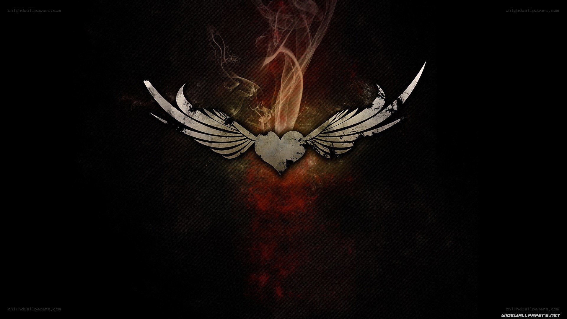 winged heart with smoke