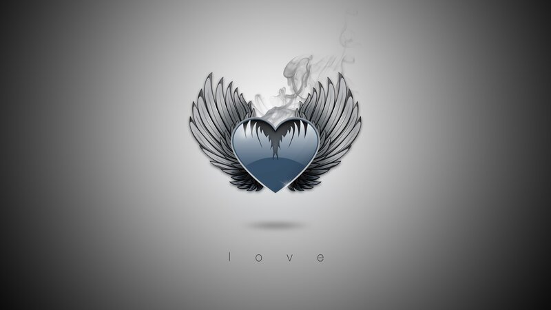 winged heart with smoke