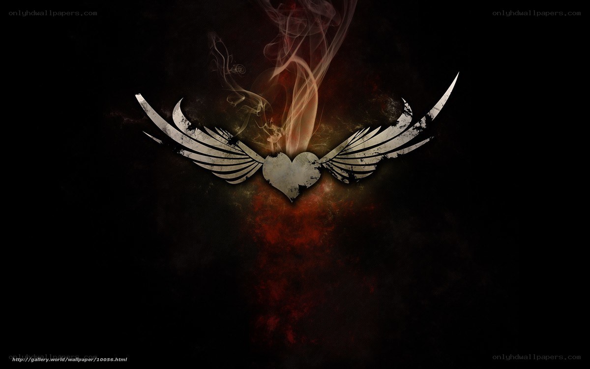 winged heart with smoke