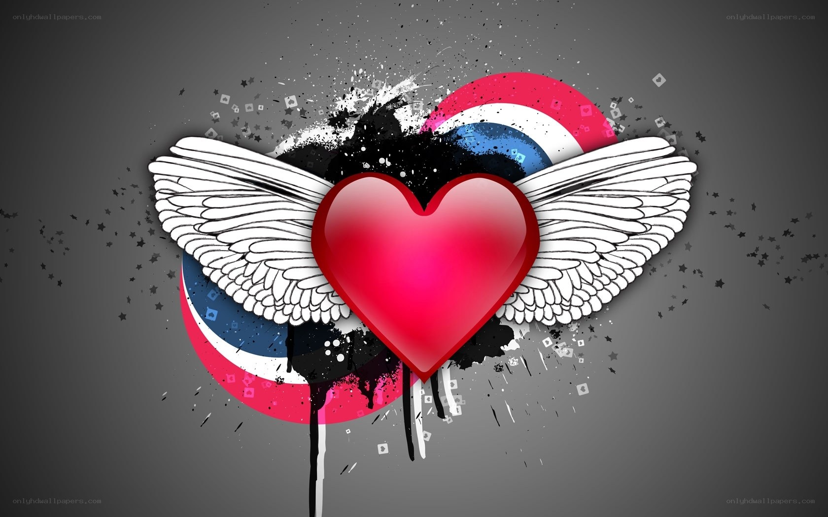 winged heart with splatter