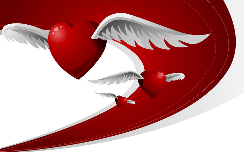 winged hearts flying