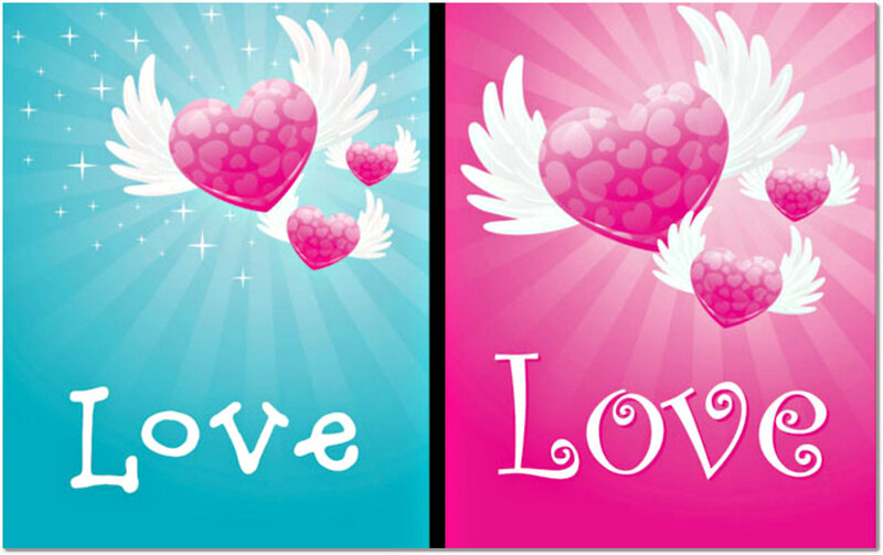 Winged Hearts with Text