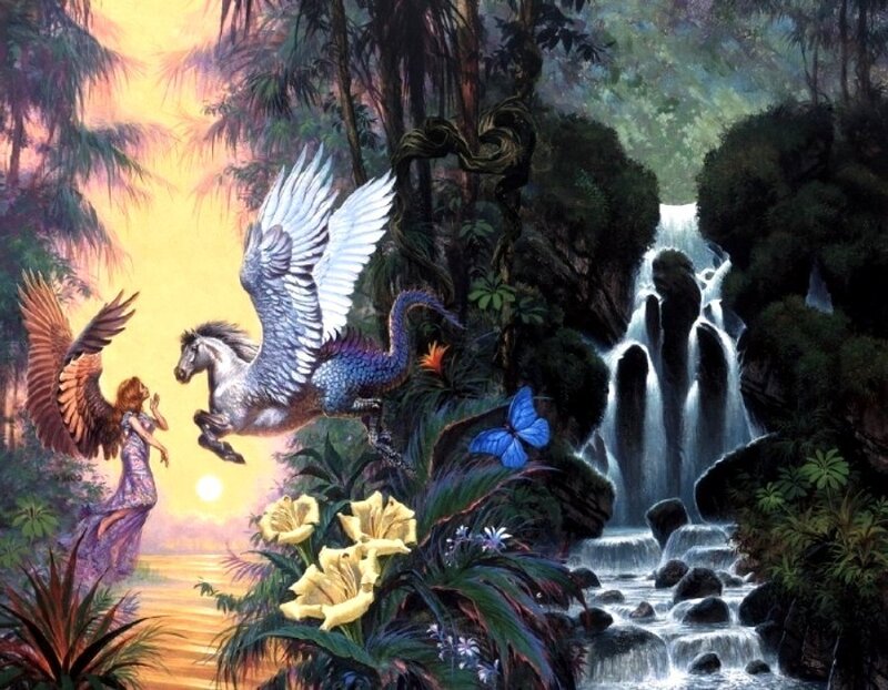 Winged Horse and Angel