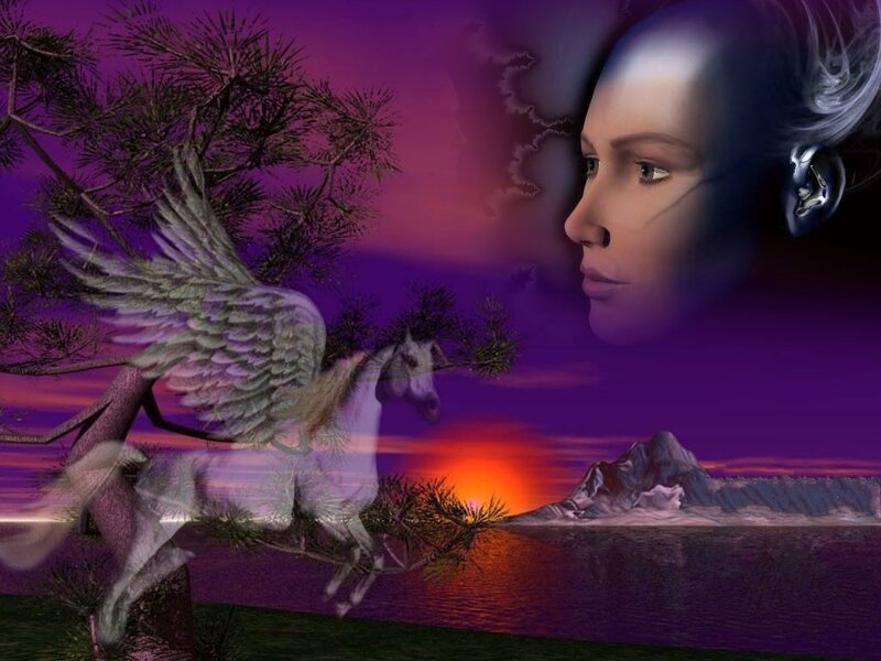 Winged Horse and Woman