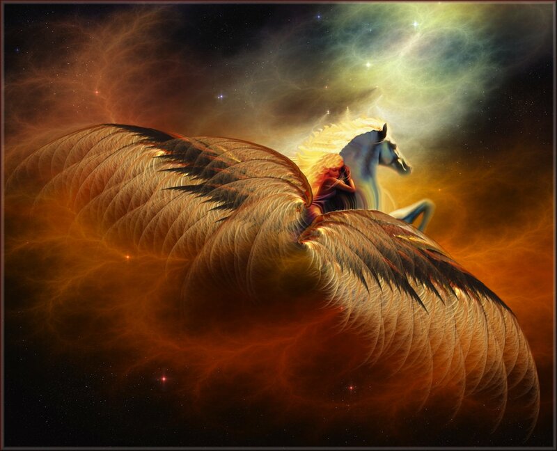 Winged Horse in Space — Orange