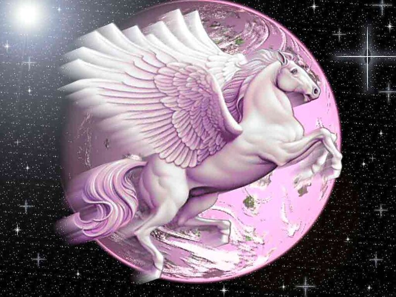 Winged Horse in Space — Purple, Fantastical