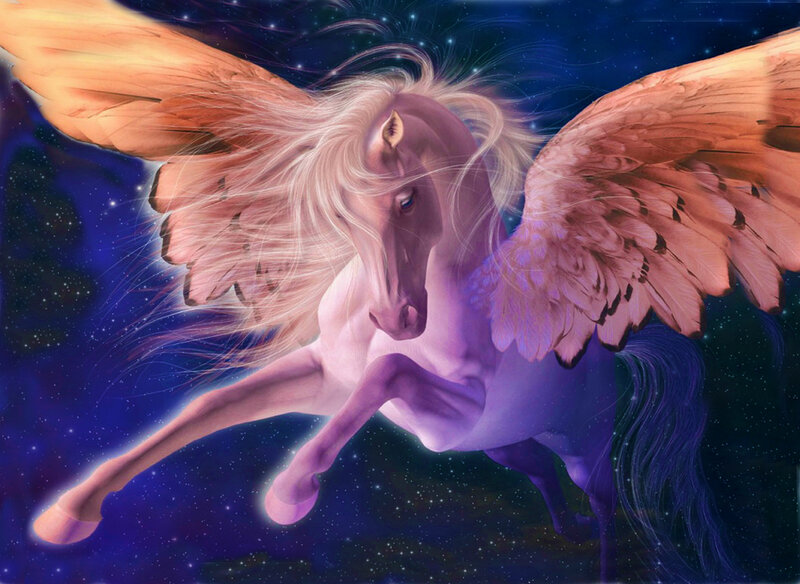 Winged Horse in Space — Purple, Fantasy