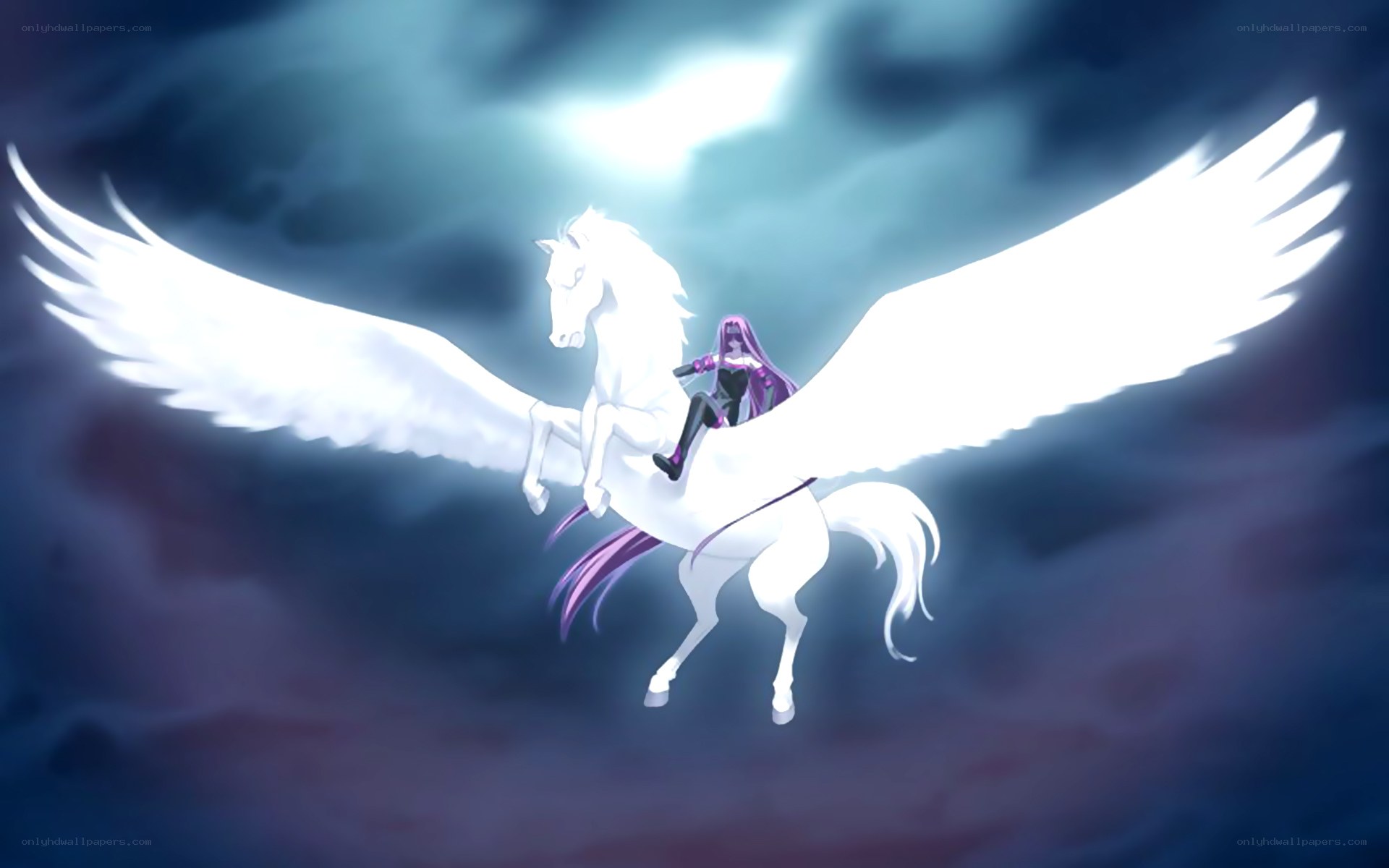 winged horse in storm